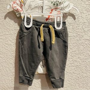 Olive green joggers and coordinating onesie size 6-12 months. | Llama & Carters